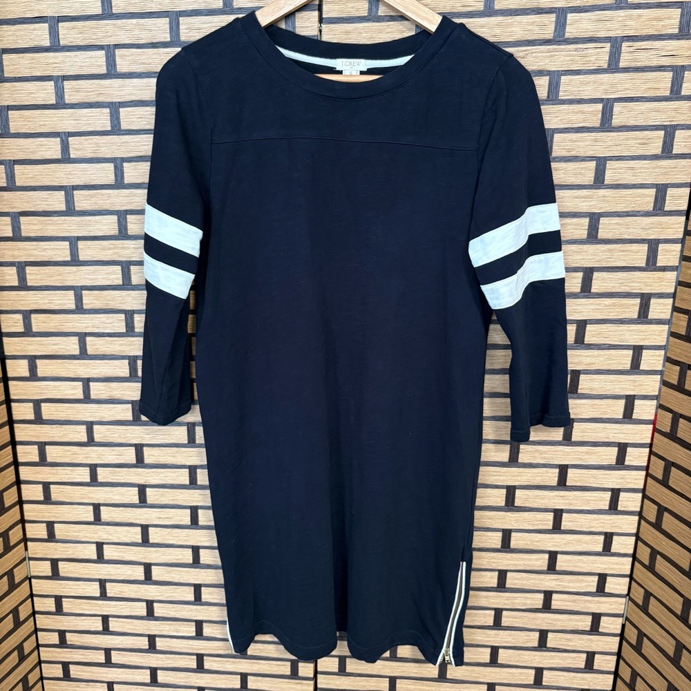 J. Crew Black Varsity Stripe Dress Size Small - Picture 1 of 7